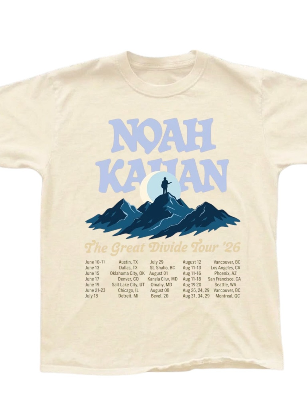 Gildan Noah Kahan The Great Divide Tour '26 Graphic Tee - Picture 1 of 2